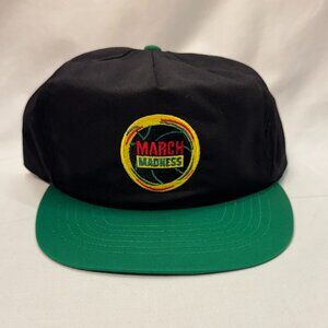 Vintage March Madness Snapback Hat Black Green NCAA Basketball Cap Retro 90s St